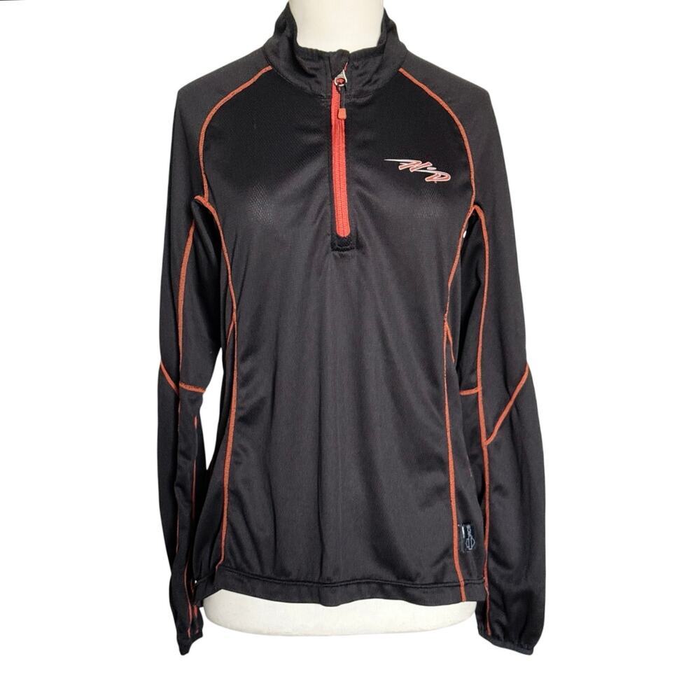 Harley Davidson Womens Medium Base Layer Long Sleeve 1/4 Zip Black Shirt